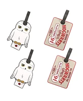 Harry Potter Luggage Tag Hedwig The Owl and Hogwarts Express Platform 9-3/4 Pvc Travel Tags Gifts - Set of 4