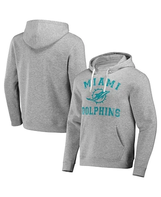 Men's Nfl x Darius Rucker Collection by Fanatics Heather Gray Distressed Miami Dolphins Coaches Pullover Hoodie