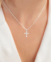 Children's Imitation Pearl Cross Pendant Necklace, 13" + 2" extender