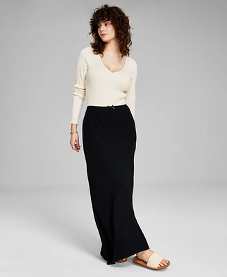 And Now This Women's Linen-Blend Maxi Skirt, Created for Macy's