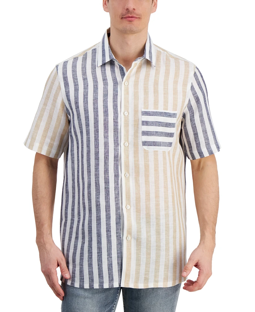 Club Room Men's Alba Block Cabana Stripe Linen Shirt, Created for Macy's