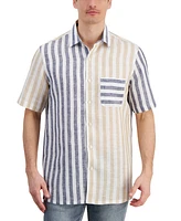 Club Room Men's Alba Block Cabana Stripe Linen Shirt, Created for Macy's