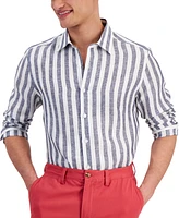 Club Room Men's Alba Stripe Long-Sleeve Linen Shirt, Created for Macy's