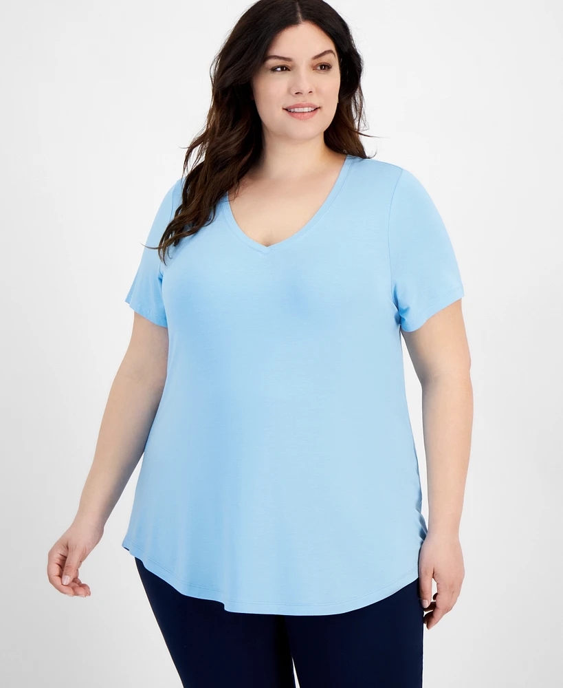 Jm Collection Plus Size V-Neck Short-Sleeve Top, Created for Macy's