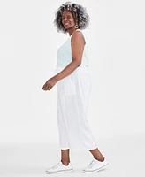 Style & Co Plus Linen Drawstring Capri Pants, Created for Macy's