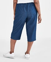 Style & Co Plus Drawstring Chambray Capri Pants, Created for Macy's