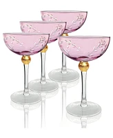 The Wine Savant Pallo Tinted Glass Crystal Champagne Saucer, 9 oz Set of 4