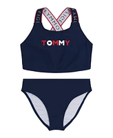 Tommy Hilfiger Big Girls Logo Strap Two Piece Swimsuit