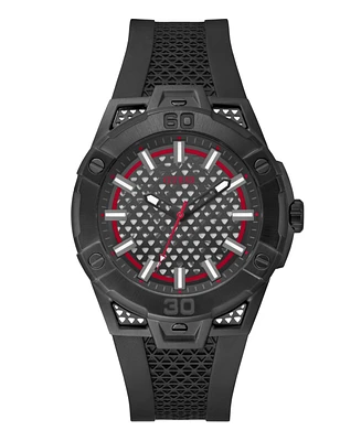 Men's Analog Black Silicone Watch 45mm