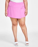 Bar Iii Trendy Plus Back-Zip Woven Mini Skort, Created for Macy's