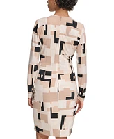 Calvin Klein Women's Printed Long-Sleeve Wrap Dress