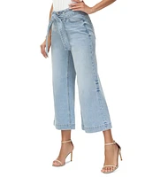 Frye Women's Belted High-Rise Cropped Wide-Leg Jeans