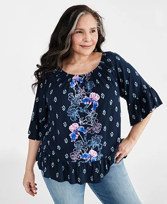 Style & Co Plus Printed On Off Top, Created for Macy's