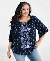 Style & Co Plus Printed On Off Top, Created for Macy's