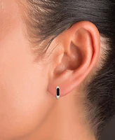 Black Spinel Wide Width Small Huggie Hoop Earrings (1/2 ct. t.w.) in Sterling Silver, 0.55"