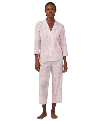 Lauren Ralph Petite 2-Pc. Notched-Collar Pajamas Set