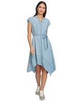 Dkny Women's Belted Asymmetrical Dress