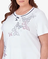 Alfred Dunner Plus Size All American Butterfly Heat Seat Short Sleeve Top