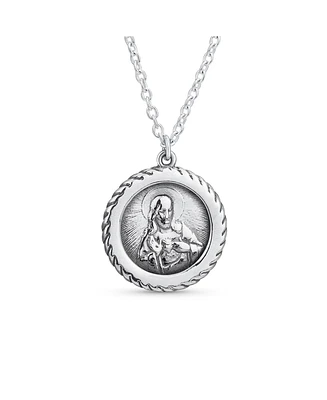Unisex Religious Medal Medallion Jesus Pendant Necklace for Women and Men - .925 Sterling Silver