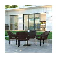 Emma+Oliver Embry All-Weather Indoor/Outdoor Stacking Patio Dining Chairs With Steel Frame And Weather Resistant Pe Rattan