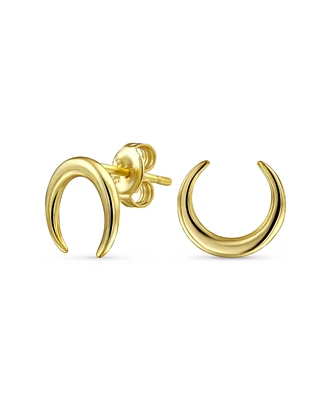 Bling Jewelry Tribal Style Minimalist Horn Crescent Luna Waning Half Moon Earrings Gold Plated Sterling Silver