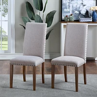 Simplie Fun Upholstered Dining Chairs - Dining Chairs Set Of 2 Fabric Dining Chairs With Copper Nails