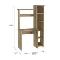 Simplie Fun Versailles Writintg Desk, Two Superior Shelves, Five Cubbies - Light Oak