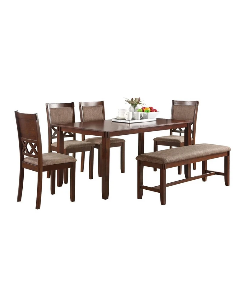 Simplie Fun Modern 6 Piece Dining Set with Table, Chairs & Bench