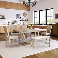 Streamdale Furniture 6-Piece Modern Dining Set with Long Bench