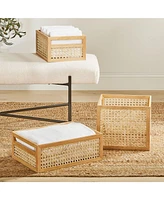 mDesign Natural Cane Square Storage Organizer Bin - 6 Pack