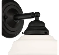 Astrid Modern Wall Light Sconce Black Metal Hardwired 7 1/2" Wide Fixture Schoolhouse White Opal Glass Shade Decor for Bedroom Bathroom Vanity Reading