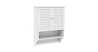 2-Doors Bathroom Wall-Mounted Medicine Cabinet with Towel Bar