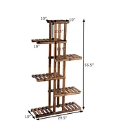 6 Tier Garden Wooden Shelf Storage Plant Rack Stand