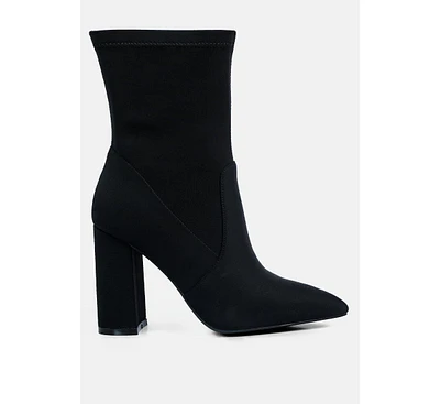 ankle lycra block heeled boots