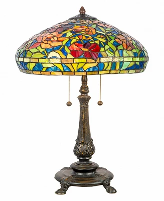 Dale Tiffany 27" Tall Red Peony Tiffany Style Table Lamp - Multi