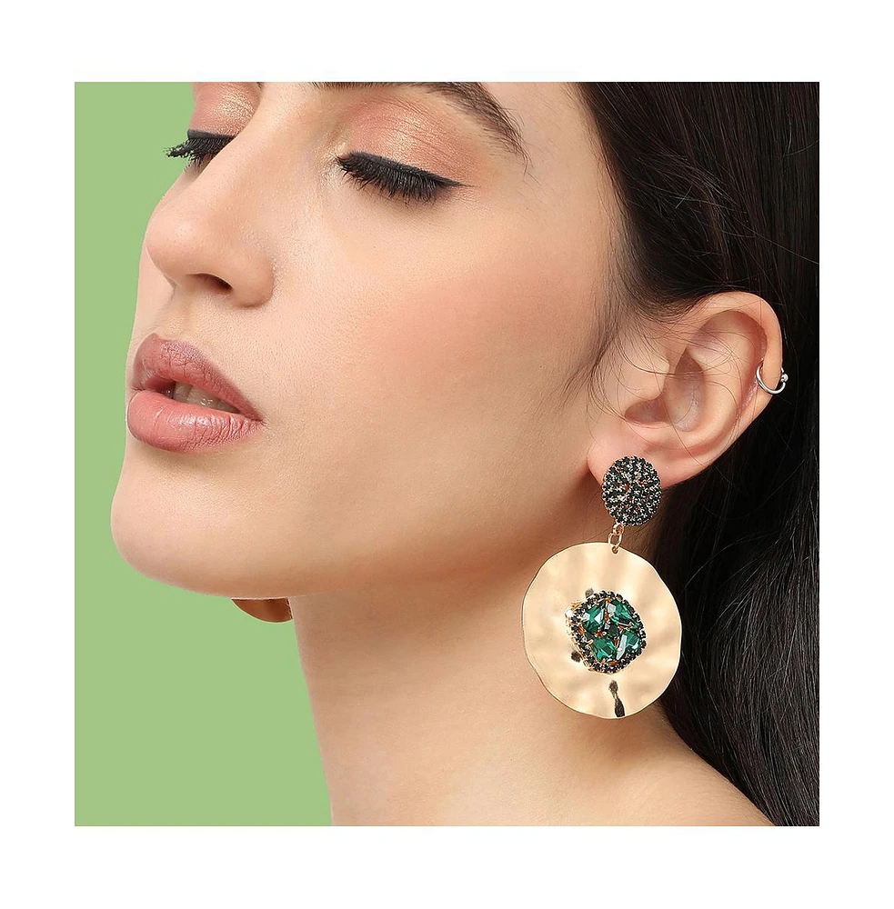 Sohi Women's Gold Circular Drop Earrings