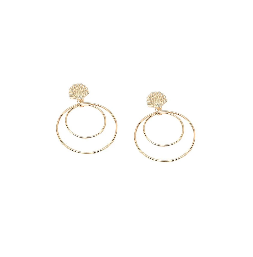 Sohi Women's Gold Circular Drop Earrings