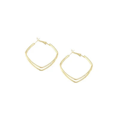 Sohi Women's Gold Sleek Hoop Earrings