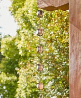 Glitzhome 8.5' 15-Piece Faux Copper Cup Shaped Rain Chain with V-Shaped Gutter Clip