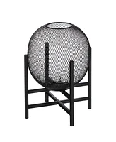 Glitzhome 11.5" H Set of 2 Metal Mesh Solar Powered Edison Bulb Outdoor Lantern with Stand