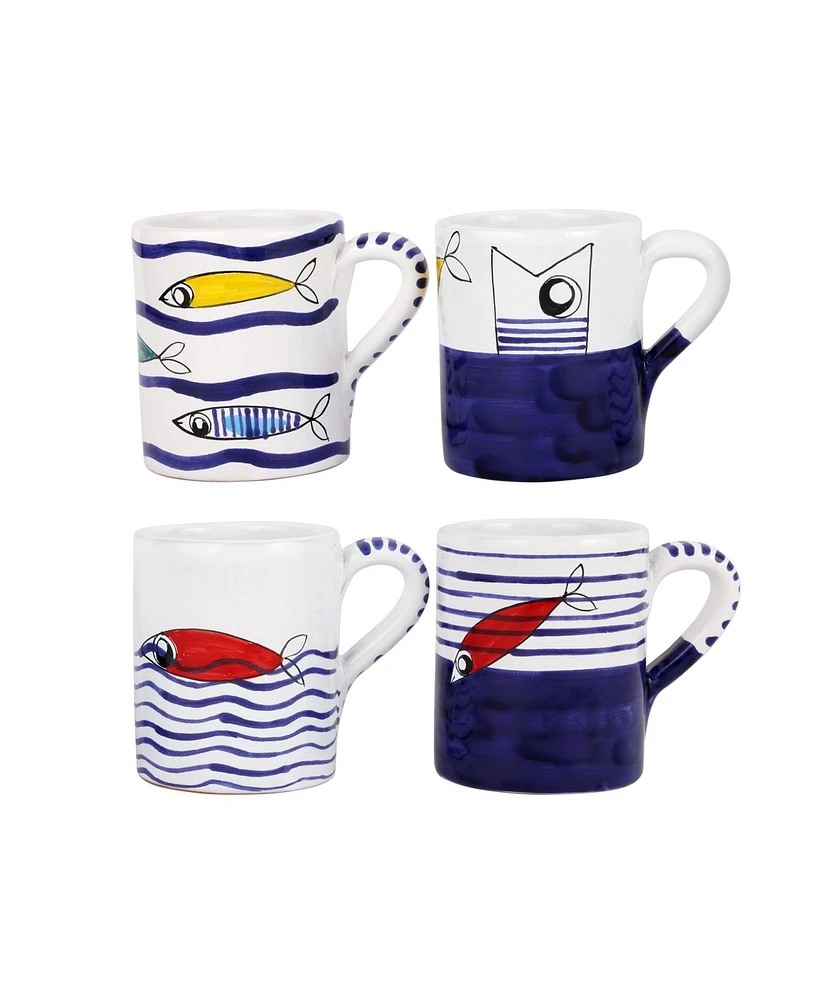 Vietri Pesce Pazzo Assorted Mugs, Set of 4