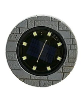 Glitzhome 5.25" H Set of 4 Resin Solar Powered Disk Light or Outdoor Pathway Light or Ground Light