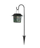 Glitzhome 30" H Set of 2 Solar Powered Butterfly Scene Pattern Garden Lamp or Pathway Light with Ground Stake