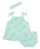 Little Me Baby Girls Eyelet Sunsuit with Headband