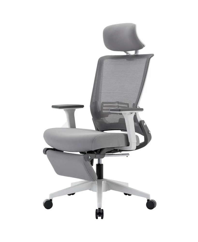 Simplie Fun Grey High Back Office Chair with 2D Armrest & Footrest