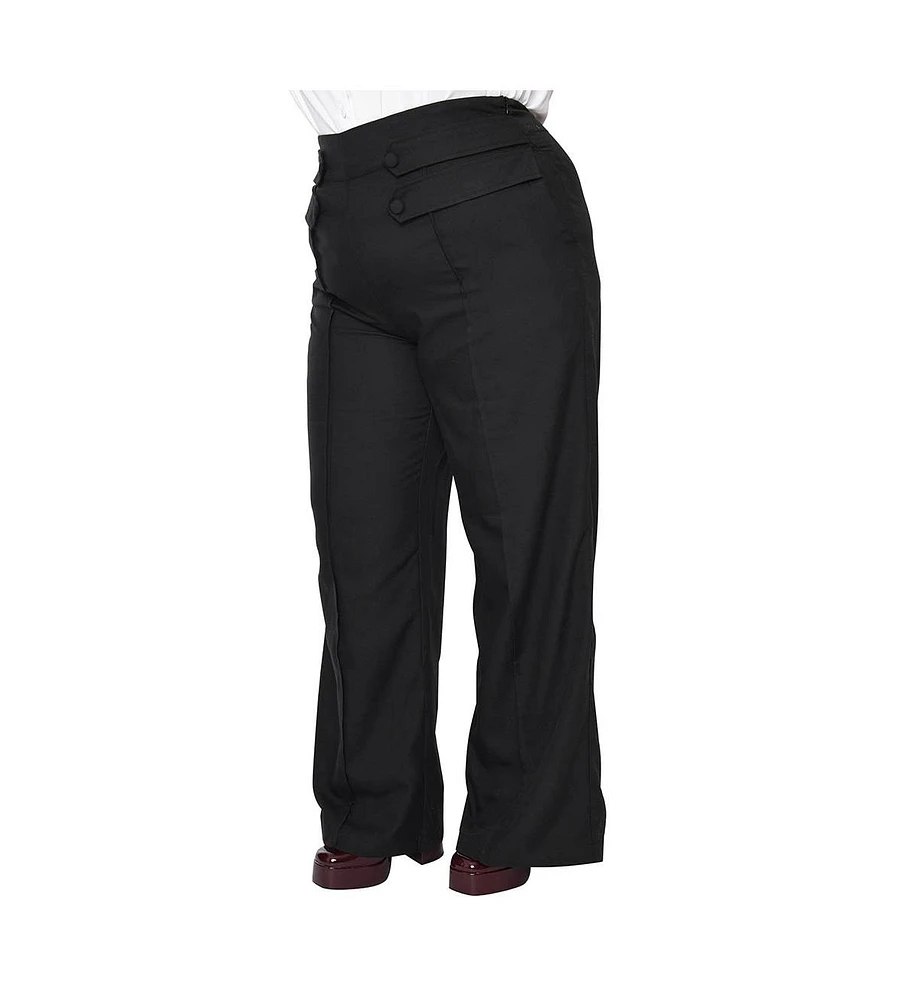 Plus High Waist Wide Leg Tab Pants