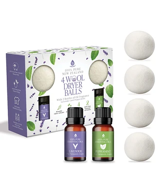 Pursonic Wool Dryer Balls Bundle - Reusable Laundry Balls Made from Pure New Zealand Wool - Includes Lavender & Peppermint Oils.
