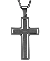 Steeltime Men's Two-Tone Stainless Steel "Our Father" English Prayer Spinner Cross 24" Pendant Necklace