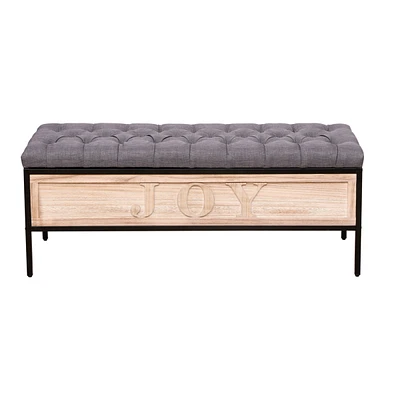 Simplie Fun 48" Ottoman With Storage For Bedroom Upholstered Storage Benches Wood Joy End Of Bed Bench (Dark Gray)