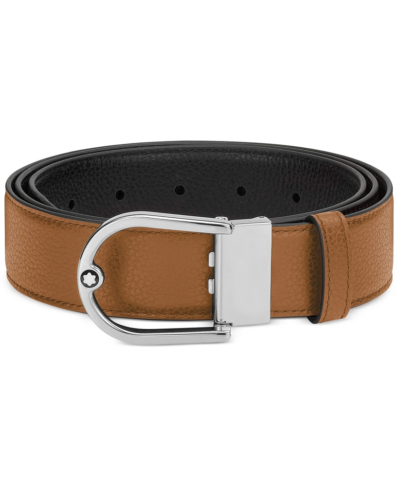 Montblanc Men's Horseshoe Buckle Reversible Leather Belt